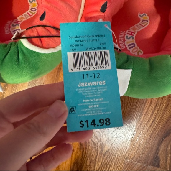NWT Squishmallow Watermelon Slippers Women’s 11-12 - Picture 2 of 2